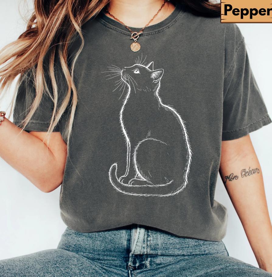 

Plus Size Summer Womens Cat Silhouette TShirt Cotton Breathable Stylish Versatile Street Style Oversized 4XL
