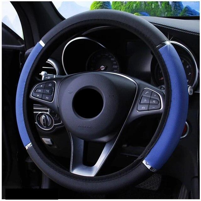 Anti Slip Auto Decoration PU Leather Steering Covers Car-styling Universal Car Steering Wheel Cover 37-38cm Diameter
