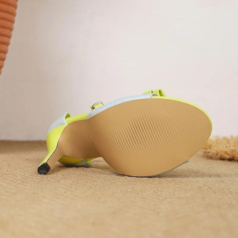 Eilyken Sexy Elegant Butterfly-knot Thin High Heels Women Sandals Street Style Buckle Strap Stripper Prom Summer Shoes Size: 42