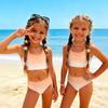 Girls Two Piece Swimsuit Set Gradient Print Sleeveless Crop Top and High Waist Bottoms Summer Beach Swimwear for Kids