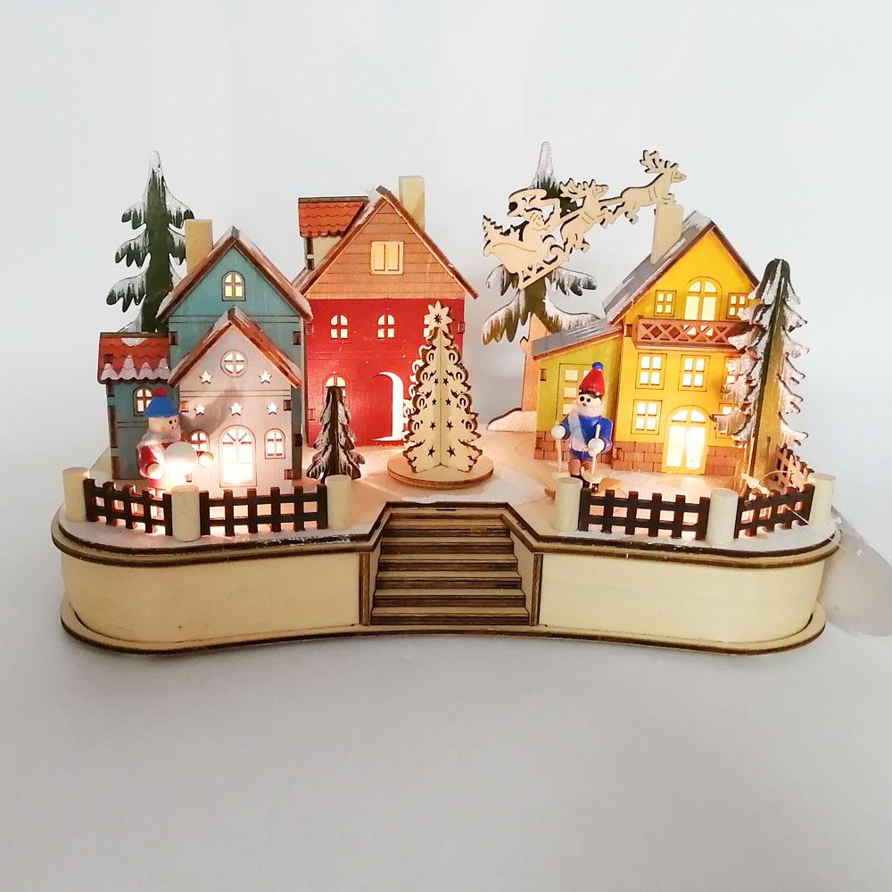 Laser Cut Wooden Christmas Village Scene Hand-Crafted Christmas House Decorations