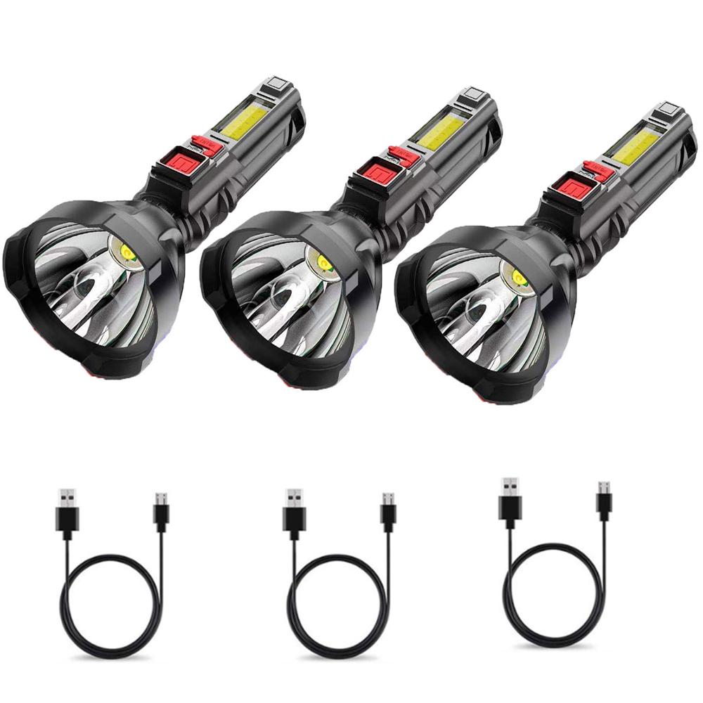 Outdoor Portable LED COB Dual Light Source Flashlight Super Bright Long-Range Tactical Torch USB Rechargeable Emergency Lantern