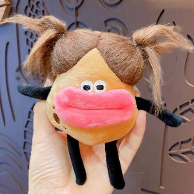 Cartoon Keychain Funny Fried Hair Potato-Man Plush Toy Big Eyes Sausage