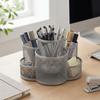 Multi Grid Rotating Pen Holder Silver Mesh Desk Organizer Metal Makeup Brush Holder Desk Tidy