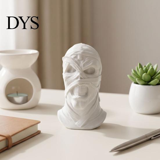Dark Style Desktop Decor 3D Printed Mummy Figurine, Spooky Evil Head Statue, Halloween Portable Statue Ornament for Home, Living Room, Office