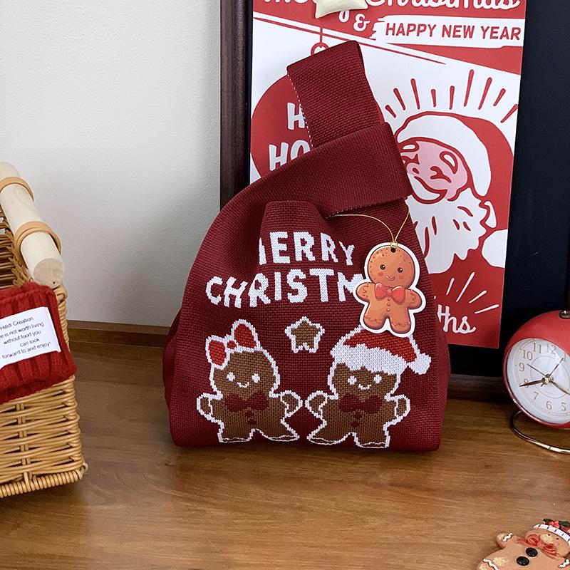 Festive Christmas Knit Tote Bag: Creative Handbag for Gifts & Candy