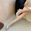 French Pointed Toe Low Heel Shoes Celebrity Back Empty Single Shoes 2025 Summer New Fashion and Versatile Fairy Leather Shoes