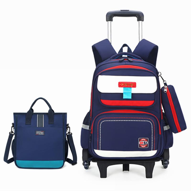 Schooltas met Wielen voor Kinderen Rollende Rugzak voor Jongens Meisjes Schooltassen op Wielen Trolley Boekentas Handbagage om mee te nemen met handtassen