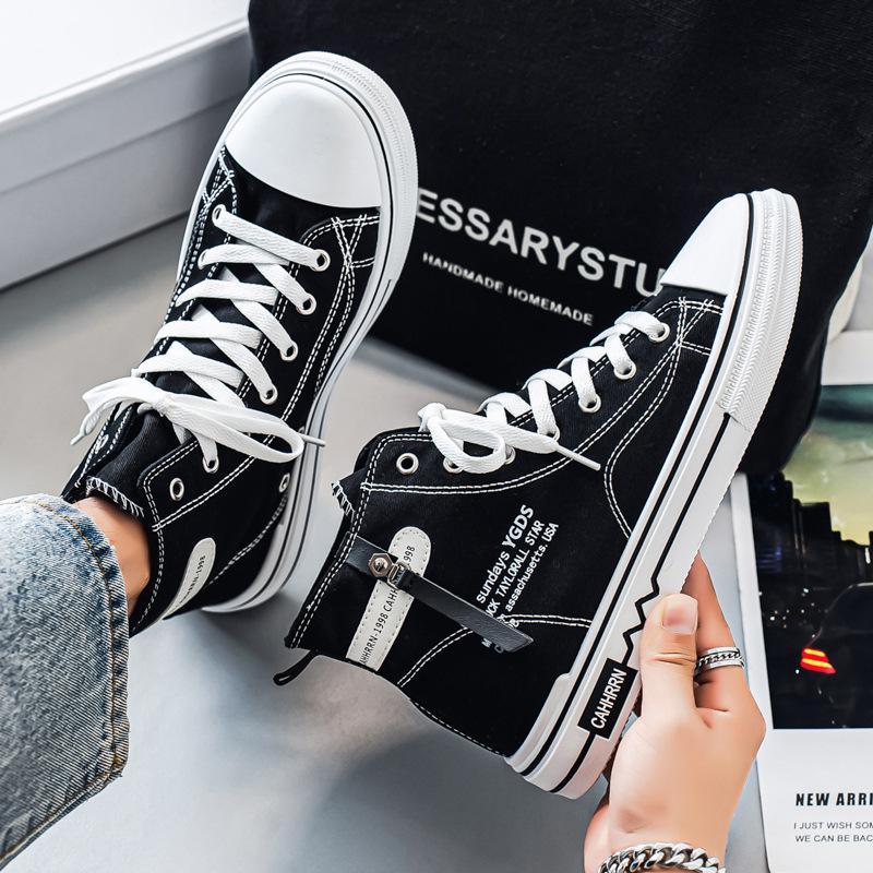 Men's shoes autumn 2025 new high-top board shoes student flat canvas shoes literary style youth fashion casual shoes