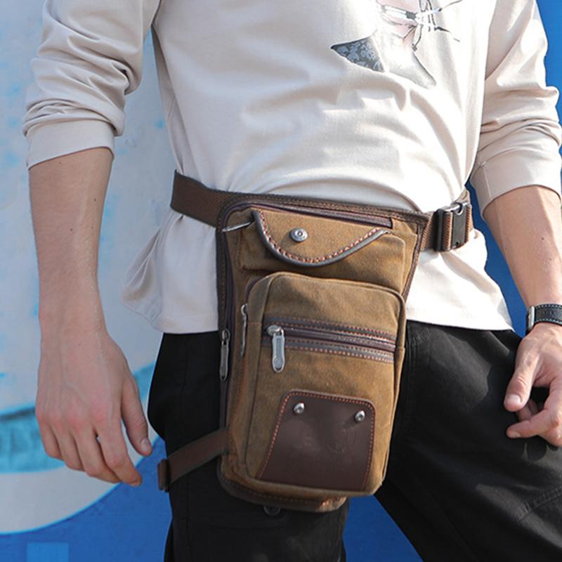 New European and American Retro Outdoor Sports Leg Bag Canvas Waist Packs Fashion Men's Messenger Bag