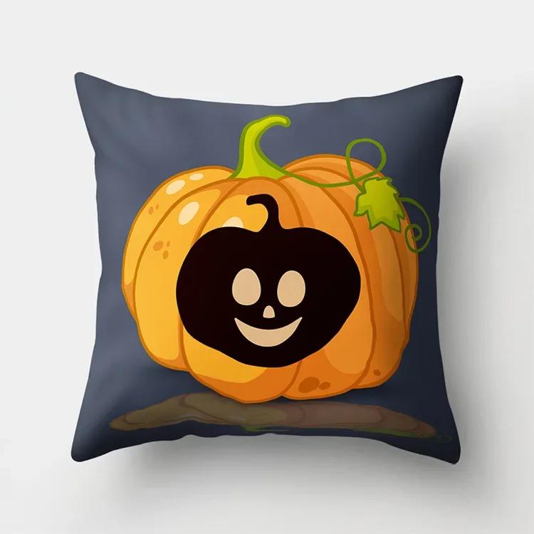 45x45cm Halloween Pumpkin Ghost Black Cat Print Cushion Cover Home Living Room Sofa Decoration Pillow
