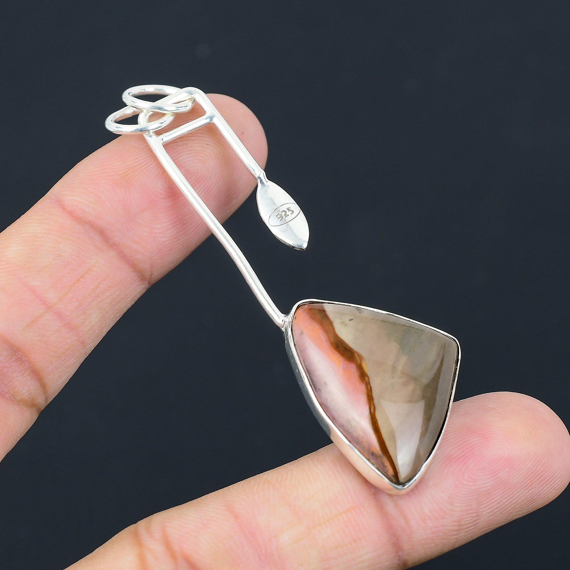 Friendship Day Sale Polychrome Jasper Gemstone Sterling Silver Trendy Pendant