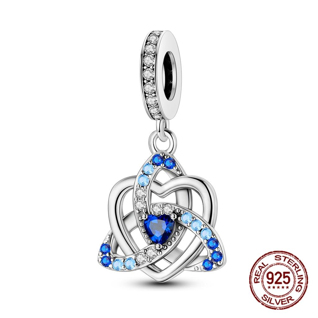 100% Real Copper Blue Series Eyes Peace Cross Charms Bead Fit Original Bracelet Plata Charms For Women