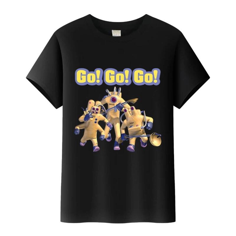 Go Go Go Aliens Cartoon Graphic T-shirt S