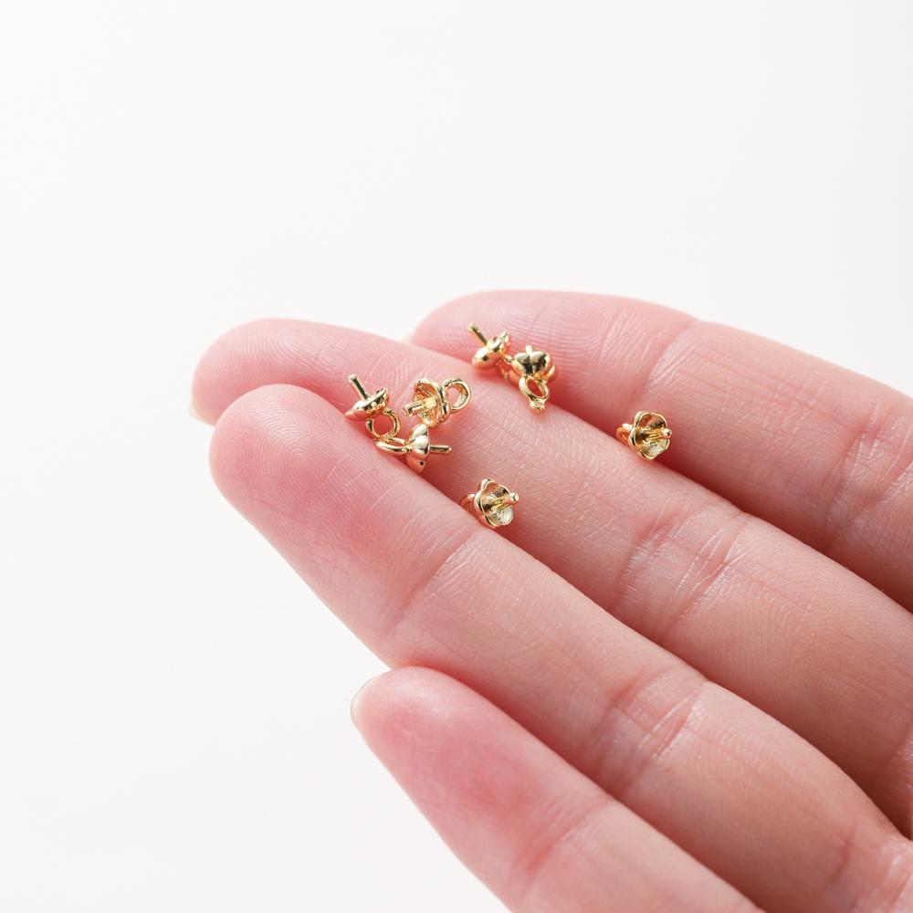 20pcs 14K 18K Gold Pearl Screw Eye Pins Beads Caps End Pendant Connect Beads For DIY Jewelry Charm Making Accessories Findings