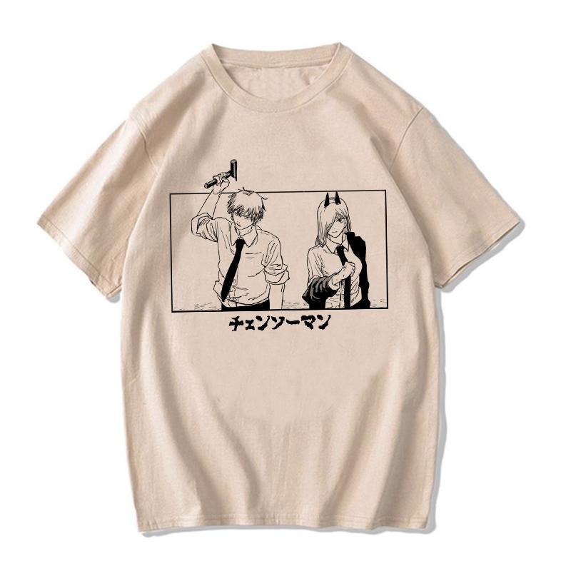 Chainsaw Unisex T Shirt Unisex EU Unisexga Cartoon Pochita Tshirt Japanese Anime Makima Harajuku Graphic Tees Clothing Tops Tshirt