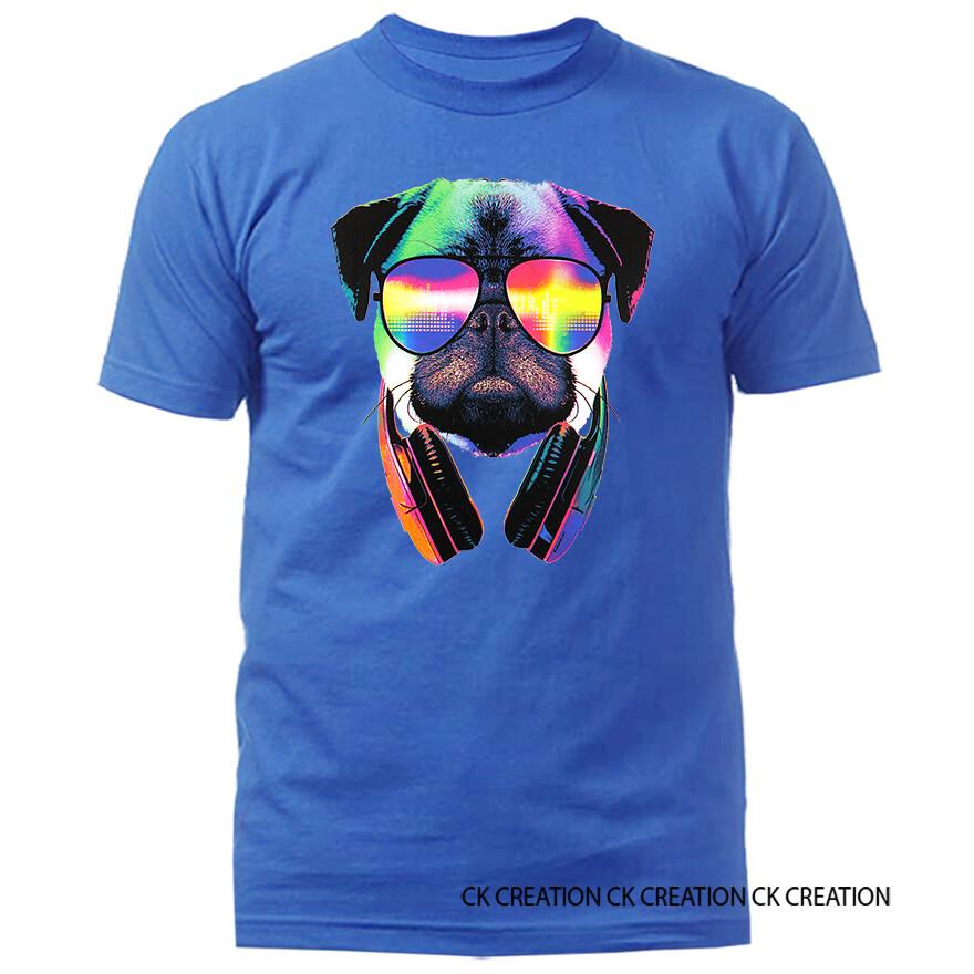 26 DJ Pug Music Headphone Animal Dog Lover Graphic T-shirt Tee Unisex T-Shirt XXXL