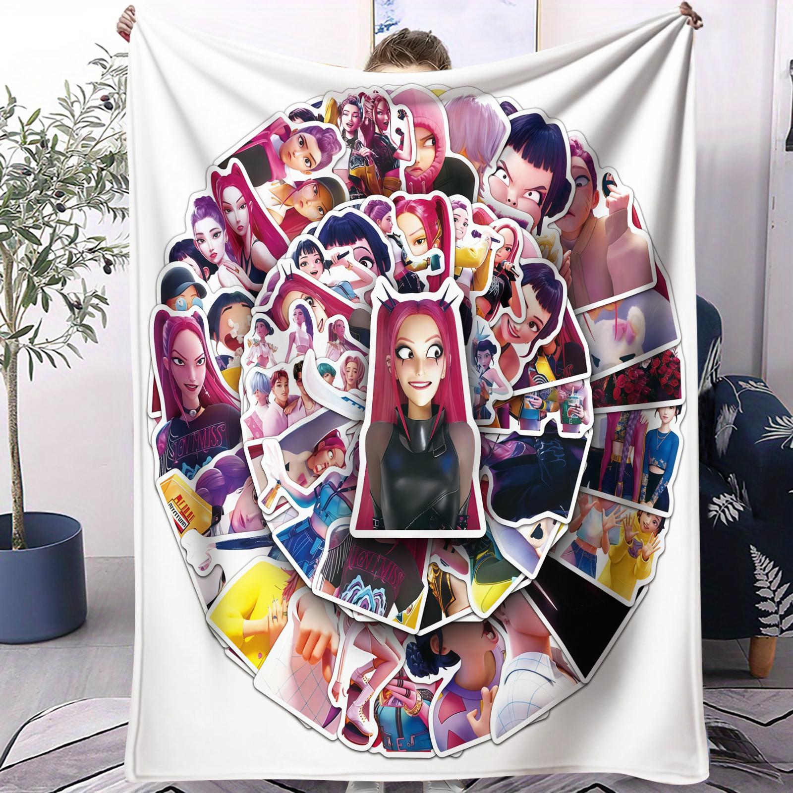 

Trendy Lightweight KPop Devil Hunter Blanket With Small Cover All Purpose For Bedrooms Sofas Cars Offices Napping All Seasons 70x100cm