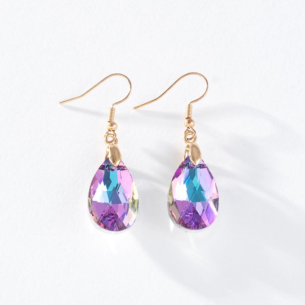 

Pinkdudu Fashion 6 Colour Rhinestone Water Drop Earrings Romantic Elegant Geometric Earring for Women Jewelry Gifts PD1407 фіолетовий