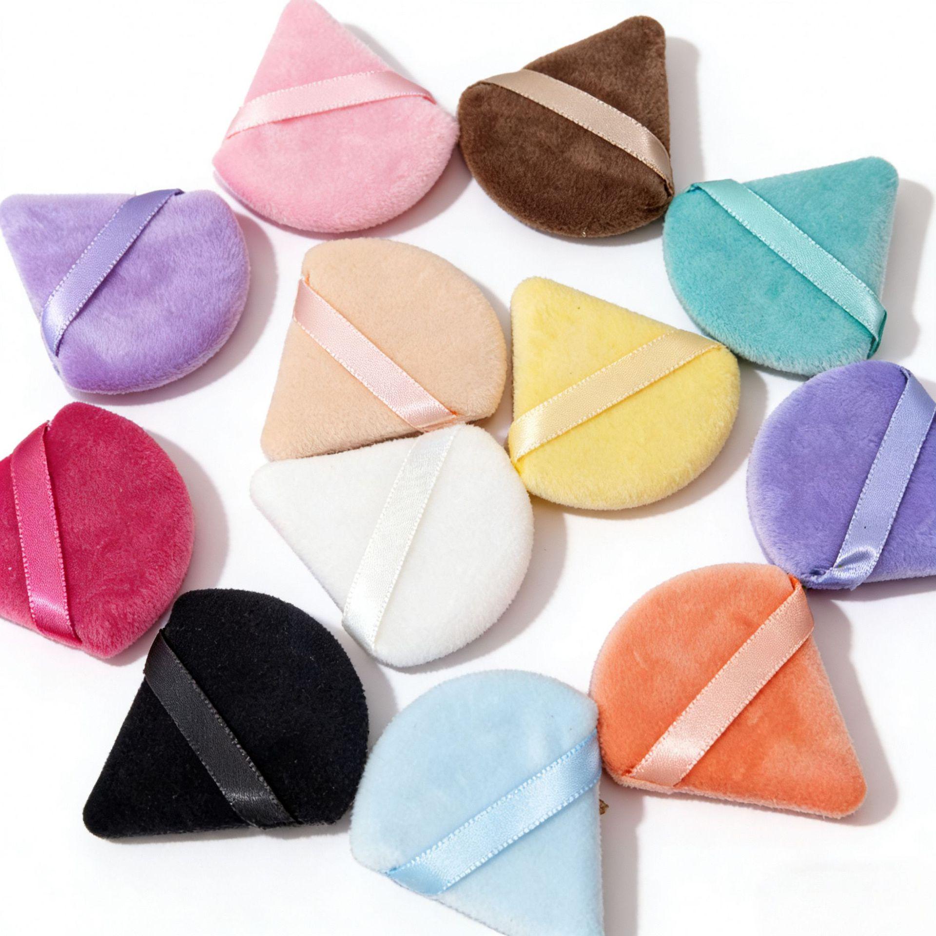 Dual-Sided Velvet Plush Powder Puff: Soft, Airy Setting Cushion with Short & Long Flocking for Honey Makeup Application. Blue