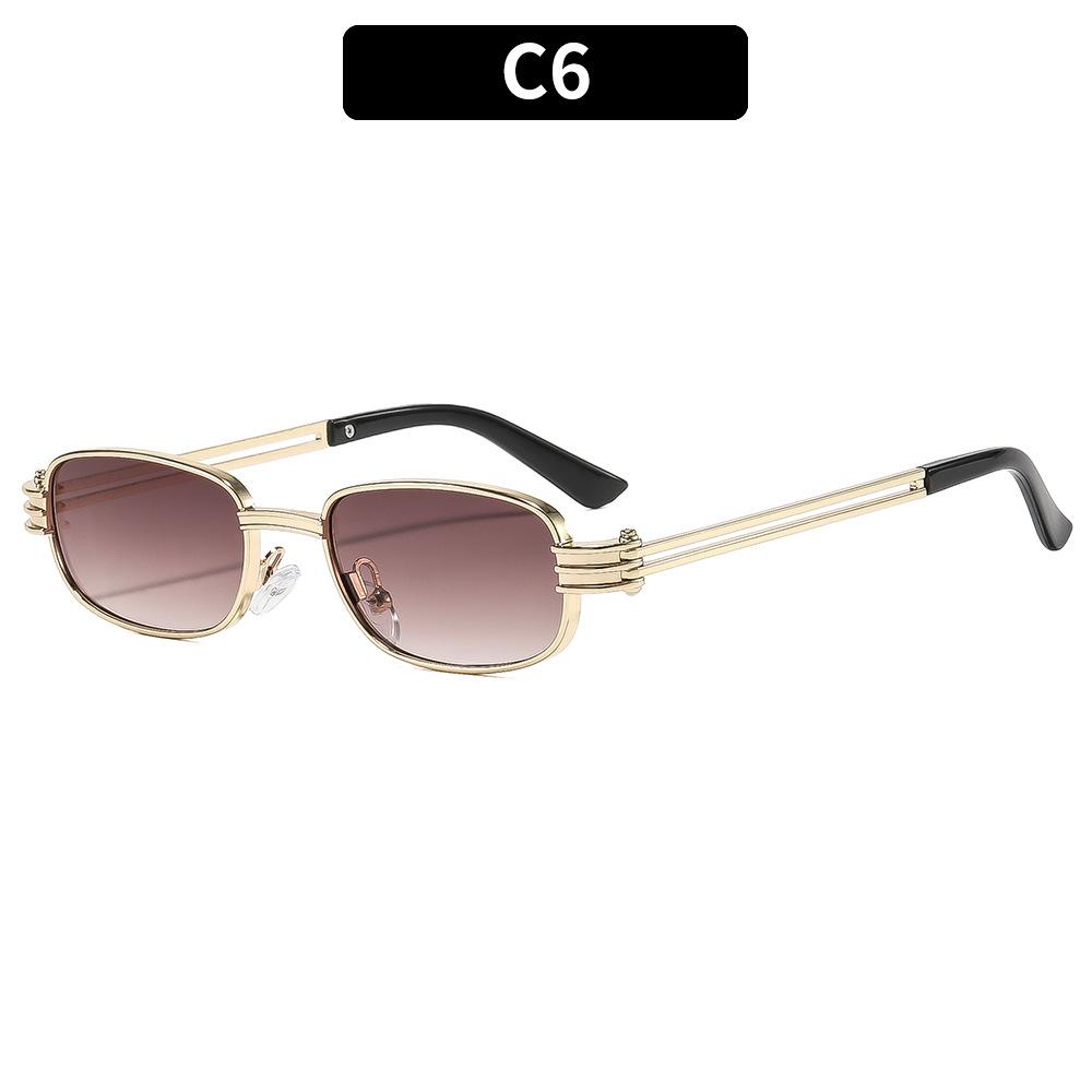 Retro small square metal-frame glasses—versatile street-style sunglasses perfect for outdoor fashion, vacations, and cycling.