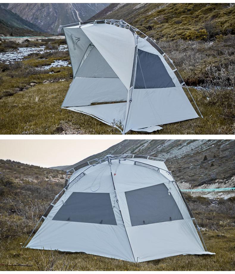 Mountain Outdoor Quick-Open Dome Tent with Detachable Sunshade