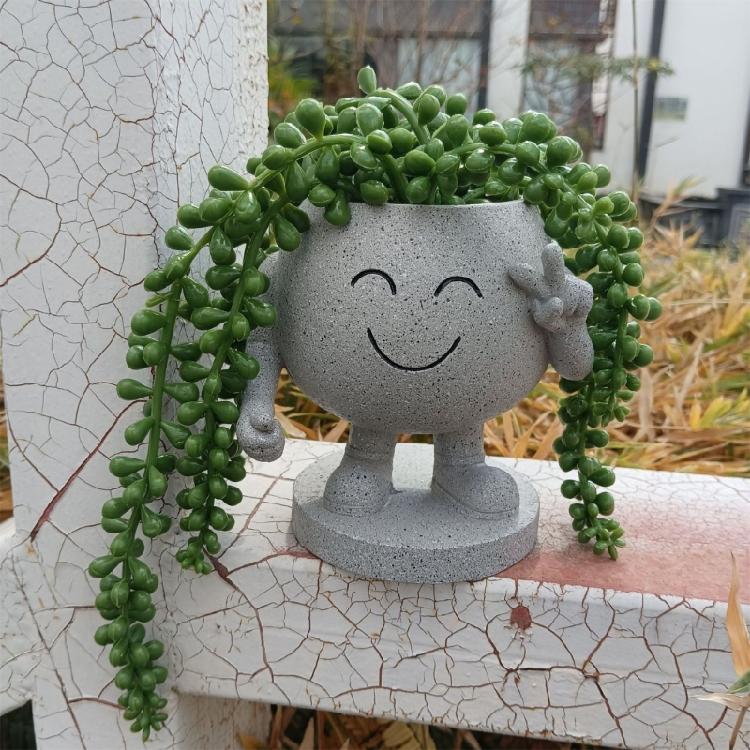 Face Planters Pots Resin Smile Face Vase Succulent Head Planter Pots Face