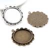 New Fashion 5pcs 25mm Inner Size Black Antique Silver Plated Bronze Flower Simple Style Cabochon Base Setting Charms Pendant