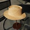 Japanese Retro Vacation Treasure Grass Woven Flat Top Small Brim Top Hat Women'S Summer Sunshade Sunscreen Travel Beach Versatile Straw Hat