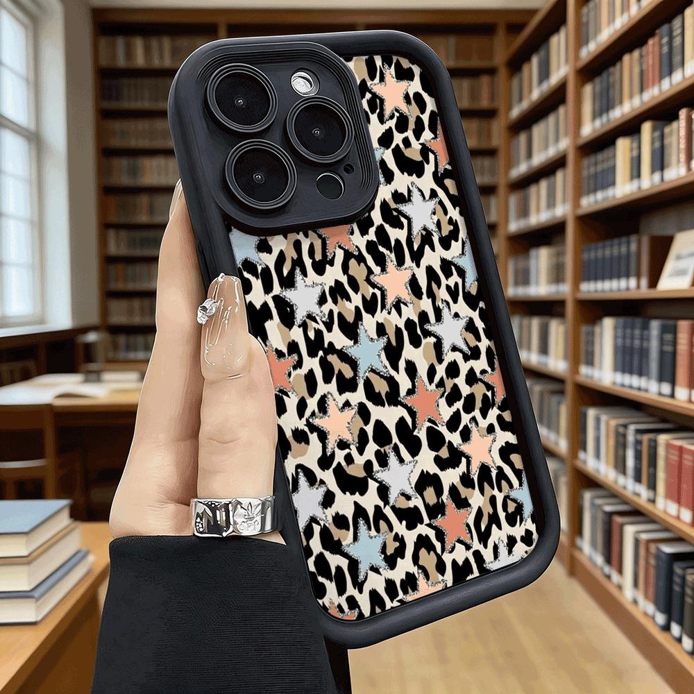 Leopard Print Star Pattern Shockproof Soft Phone Case For Xiaomi Redmi Note 15 14 13 12 11 10 9 8 Pro Anti-Slip Anti-Fall Cover