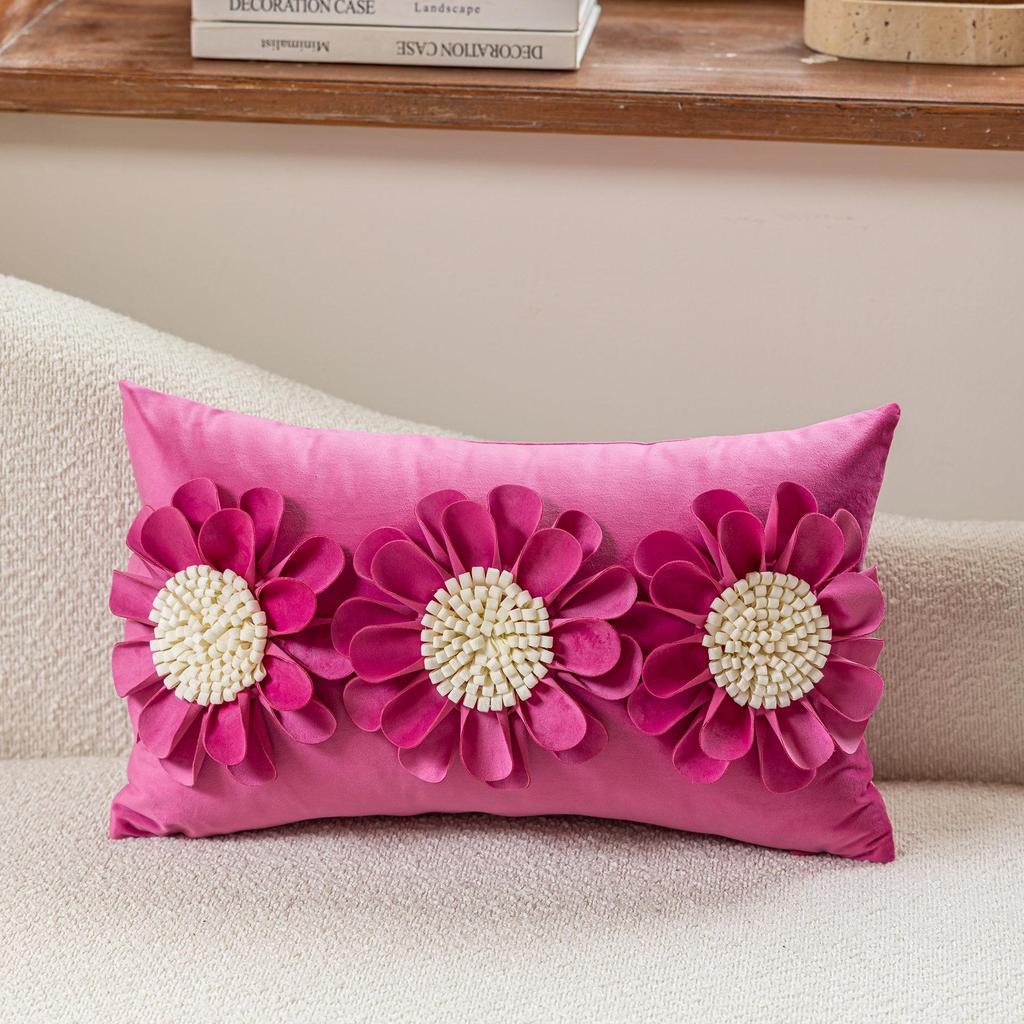 Yüksek Kaliteli Kalın Malzeme Ayçiçeği Kanepe Yastık Kılıfı - Küçük Yaprak, Avrupa ve Amerikan Hafif Lüks, İç Mekan Stili, Açık Hava Bel Yastığı