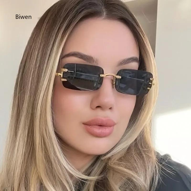 Square Rimless Sunglasses Women Europe And The United States Fashion Modern Glasses With Street Shot Fashionable Sunglasses