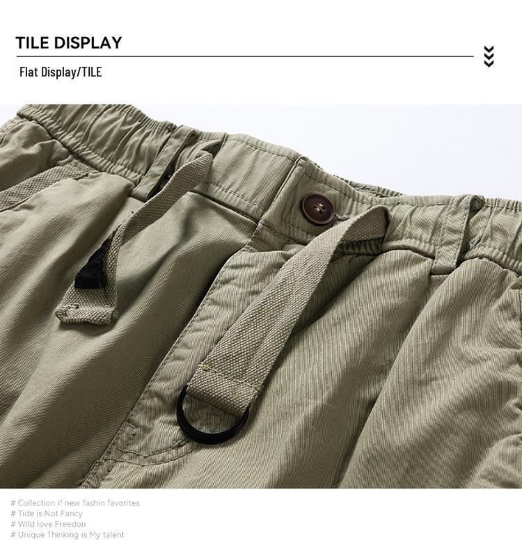Men's Retro Multi-Pocket Loose Fit Workwear Shorts