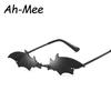 Small Cat Eye Sunglasses Women Luxury Brand Halloween Rimless Punk Sun Glasses Bat Shape Unique Eyeglasses Men Uv400