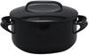 Nodahoro 20cm Enamel Casserole, Gas/IH Compatible, Double-Handled Pot with Excellent Heat Retention, Made In Japan, NOMAKU Black, NOM-20TBK