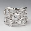 Fashionable European and American Style, Intricate Wide-band Creative Geometric Curve Zirconium Platinum-plated Ring, Unique Trendy Jewelry