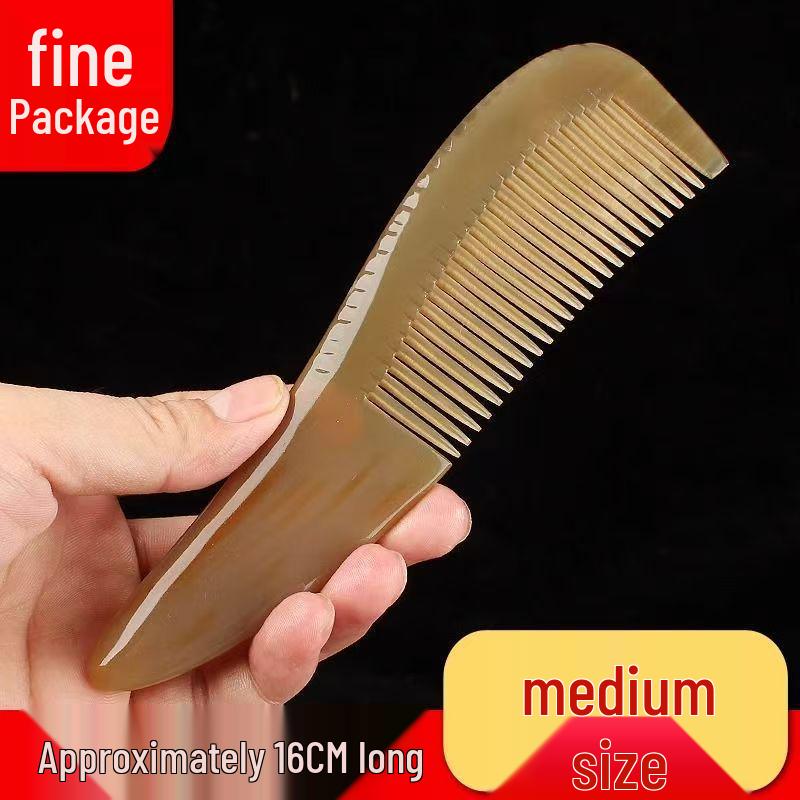 Natural Yak Horn Comb for Long, Curly, Thick Hair - Anti-Static, Anti-Hair Loss, Large Wooden Massage Comb