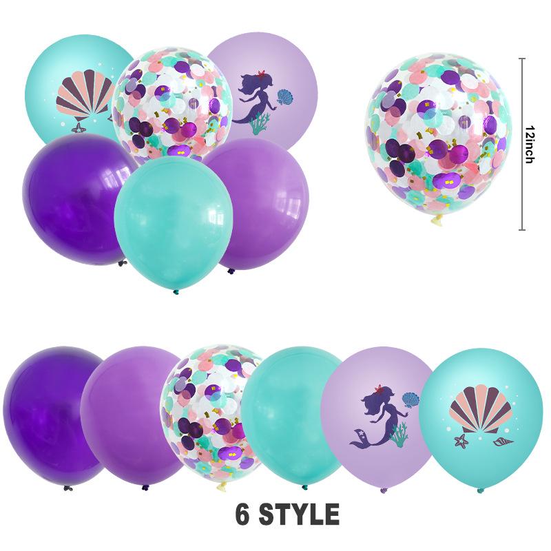 Mermaid-Themed Cartoon Tail Balloons Set for Kids' Birthday Party Decoration