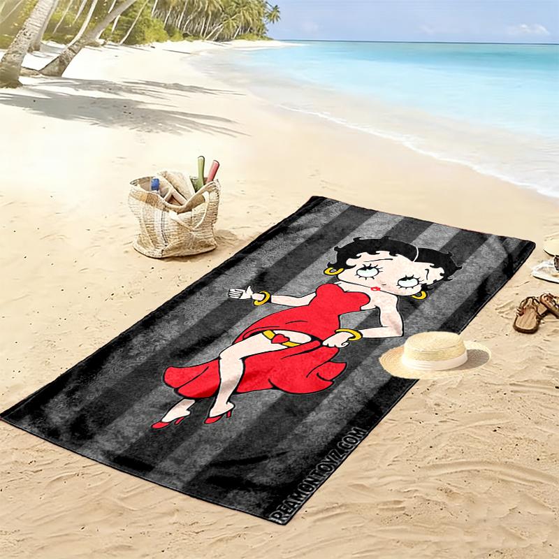 Betty Boop Beach Towel, Lightweight Beach Towel, Tropical Style, Ideal Holiday Gift For Family