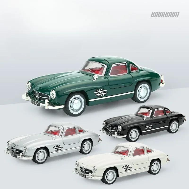 Diecast Alloy 1/32 Scale Benzs 300SL Sport Car Model with Sound Light Collection Miniature Voiture Children Boy Toy Vehicle