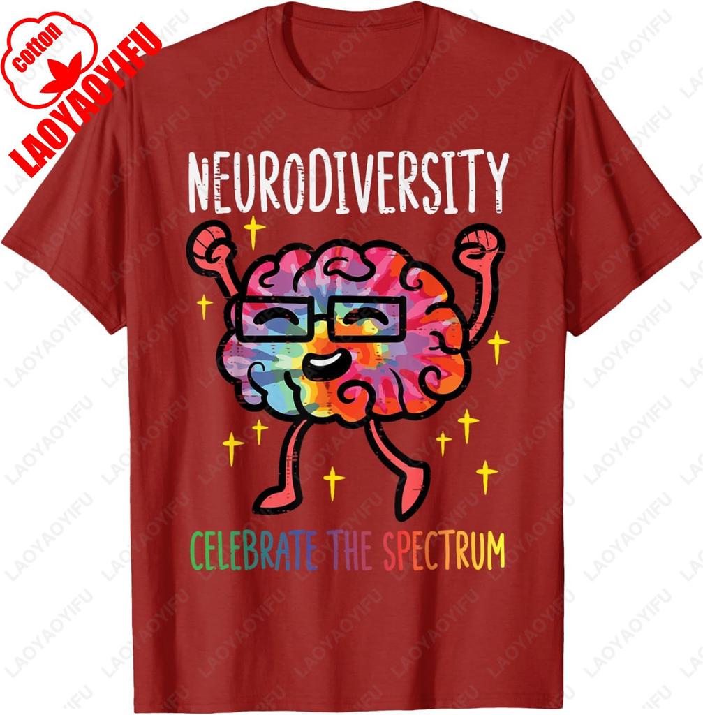 Neurodiversity Brain Autism Awareness ASD ADHD Unisex Women Aesthetic TShirt Summer Unisex Casual Cotton Streetwear Cool Tops