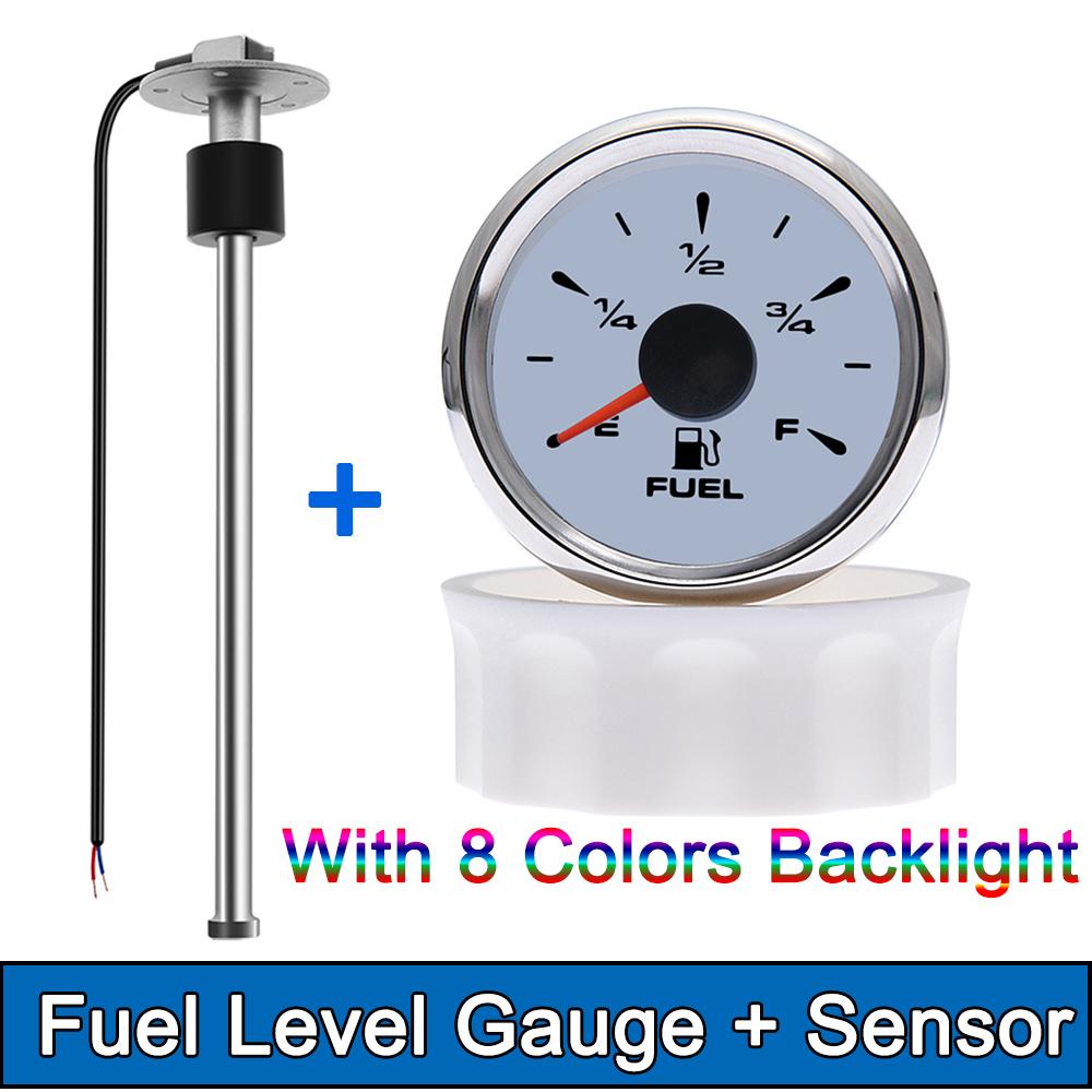 100MM Fuel Level Sensor + 52MM Fuel Level Gauge 0-190 Ohm Fuel Oil Tank Level Meter Sensor For Boat Car Yacht Marine 9-32V