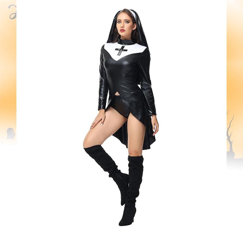 2023 New Halloween Nun Role Play Costume Sexy Nurse Cosplay Stage Performance Outfit Polyester Fabric