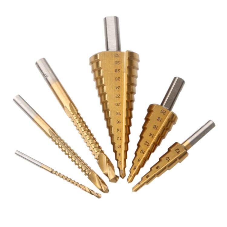 6-Piece Step Drill Bit Set: 3 Triangular Handle Serrated Bits (4-12mm, 4-20mm, 4-32mm) for Hole Expansion