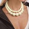 Retro Double Layer Resin Beaded Necklace - Exaggerated Layered Handmade Collarbone Chain