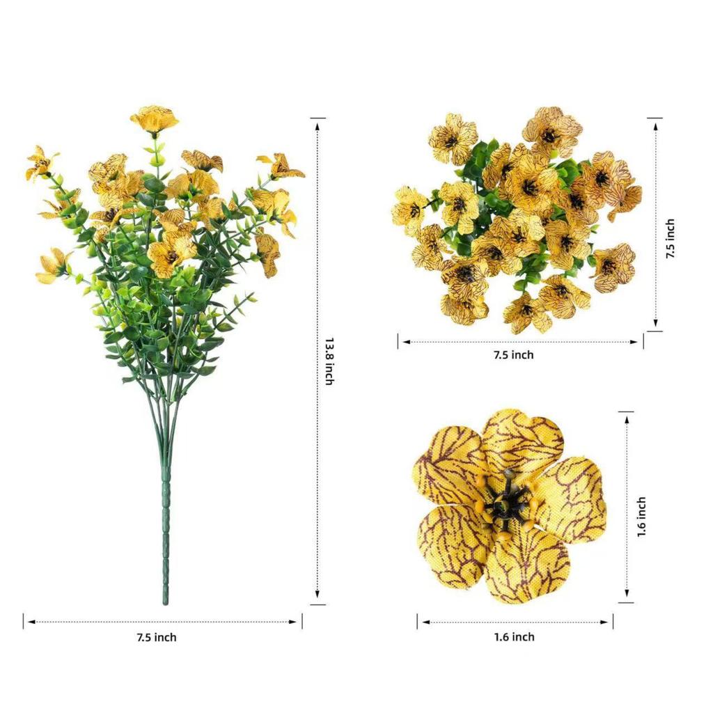 Outdoor Artificial Flowers Fake Plants Artificial Outdoor Greening Morning -UV Plastic Shrubs Decoration