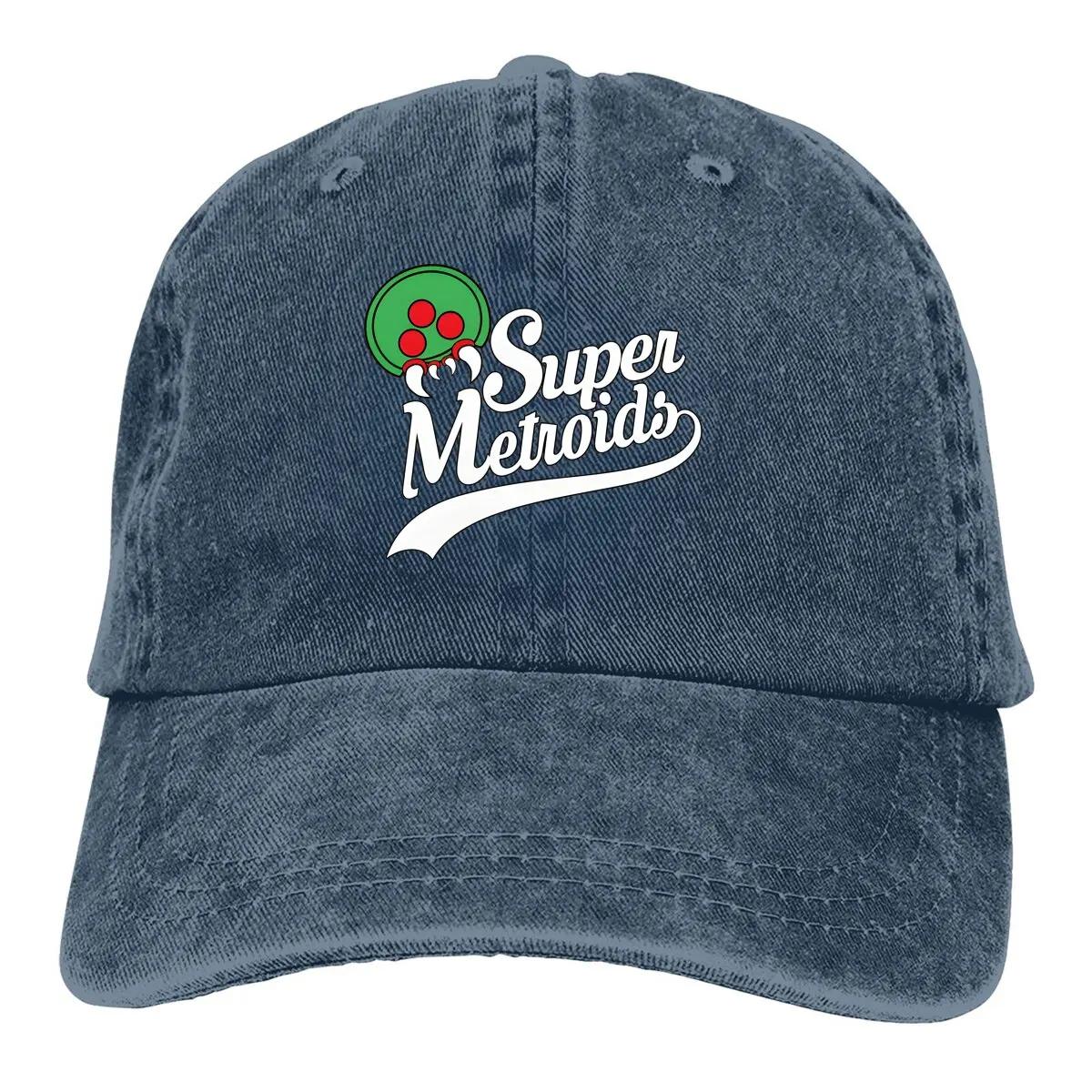 

Team Super Metroids Baseball Caps Peaked Cap Super Metroid Game Sun Shade Hats for Men Adjustable темно-синий