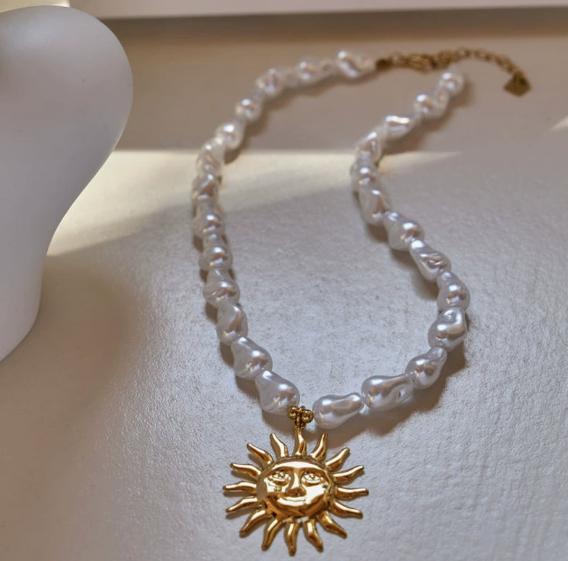 18k Gold Plated Copper Romantic Sun Pendant Necklace