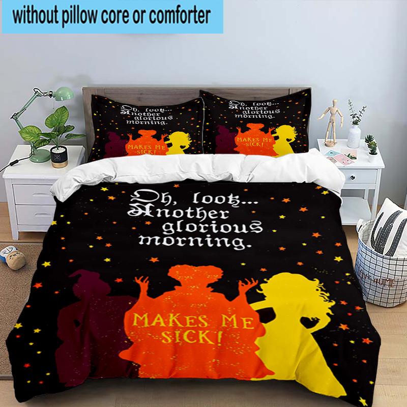 3PCS Halloween witch 3pcs Bedding,Including 3PCS Duvet Cover And 2pcs Pillowcases Perfect for Christmas,Ideal for Bedroom, Dormitory