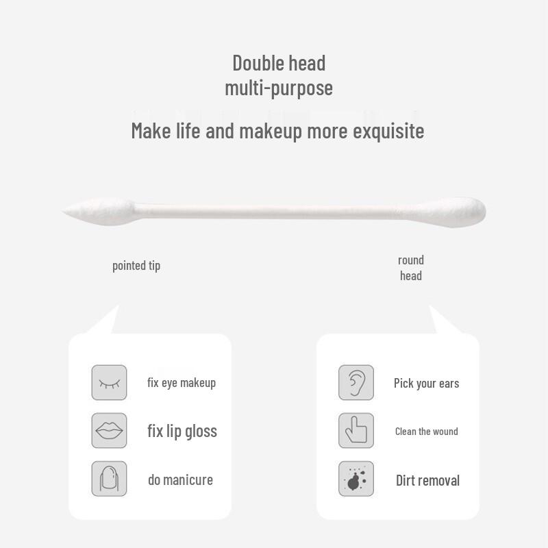 Double-Ended Cotton Swabs for Ear Cleaning & Makeup